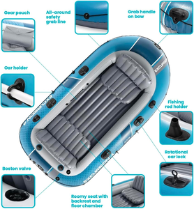Sièges réglables légers avec dossier pour bateau gonflable de pêche, <span class=keywords><strong>kayak</strong></span> gonflable en PVC pour 4 personnes, loisirs de plein air et dérive - Product Image 5