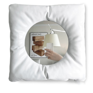 Korean style minimalist padded makeup <b>mirror</b>, mini portable fabric beauty <b>mirror</b>, cute and soft makeup touch-up <b>mirror</b>. - Product Image 3