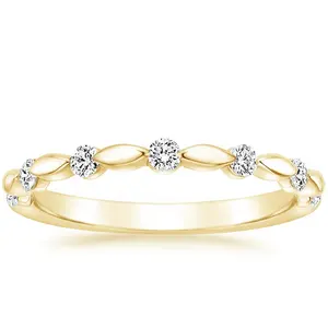 优雅珠宝10k玫瑰金戒指张力镶嵌硅石透明钻石女性结婚戒指
