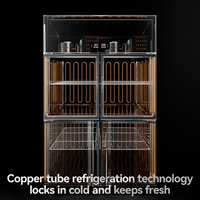 Congélateur vertical commercial à refroidissement direct par ventilateur, en acier inoxydable, avec 2 grandes portes vitrées et affichage numérique, pour compresseur