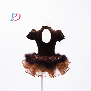 Abito Tutu da <span class=keywords><strong>danza</strong></span> da <span class=keywords><strong>bambina</strong></span> in velluto marrone con paillettes - Product Image 3