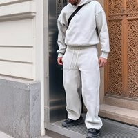 Tasarımcı özel fransız Terry eşofman Unisex setleri pamuk Baggy yığılmış Sweatpants ve Hoodie Set boş boy eşofman