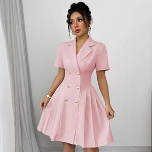 Robes chics pour femmes, robes d'été é<span class=keywords><strong>l</strong></span>égantes pour femmes, vestidos à double boutonnage, chemises pour femmes, vêtements <span class=keywords><strong>de</strong></span> bureau pour femmes, robes plissées décontractées pour femmes, robes <span class=keywords><strong>de</strong></span> carrière - Product Image 4