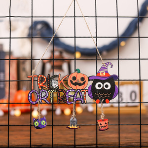 Nouvelles décorations d'Halloween, panneaux de porte suspendus en bois, fournitures de fête d'Halloween, ornements, accessoires de fête - Product Image 4