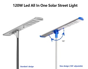 Bán buôn công suất cao đúc nhôm tất cả trong một tích hợp 100W 120W 150W LED năng lượng mặt trời ánh sáng đường phố ngoài trời với cực - Product Image 5