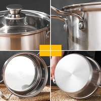 6 pièces en acier inoxydable sans revêtement ensemble d'ustensiles de cuisine cuisinière à induction à gaz universel pot à lait ensembles de marmites à soupe avec couvercle en verre pour un usage domestique