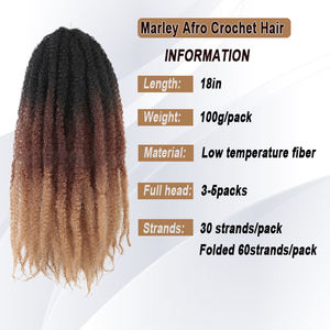 18 Zoll Marley Braid Häkelhaar Afro Marley Twist Ombre Farbe Synthetisches Häkelhaar Fro für Afrikanische Frauen - Product Image 2