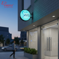Kotak Lampu LED Bulat Tahan Air dengan Bingkai Stainless Steel untuk Iklan Logo Kustom, Papan Nama Toko Bisnis Luar Ruangan, Papan Nama Blade