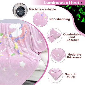 Manta Mágica que Brilla en la Oscuridad, Manta Luminosa de Franela para Niños, con Diseño de Estrellas, <span class=keywords><strong>Luna</strong></span> y Dinosaurios, Suave y Cálida, Regalo para Niños y Niñas, Fábrica GRS - Product Image 4