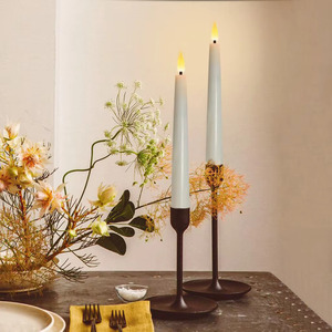 Wholesale Set 2 Flameless <strong>White</strong> Flickering Real Wax Electric LED <strong>Taper</strong> <strong>Candles</strong> Moving Flame Halloween Ramadan Birthdays Decor - Product Image 1