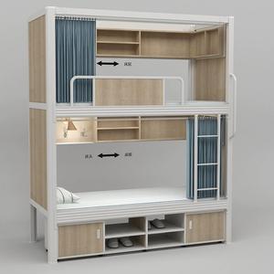 Tempat tidur kapsul 4 orang, ukuran ganda Modern <span class=keywords><strong>Metal</strong></span> loteng dengan penyimpanan untuk rumah asrama Universitas Rumah Sakit - Product Image 6