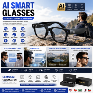Lunettes caméra IA avec interprétation simultanée, assistant vocal et emballage personnalisé pour enregistrement d'appels professionnels en voyage - Product Image 2