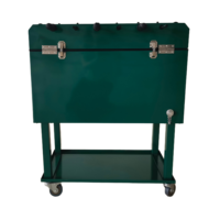 Chariot isotherme personnalisé 49L/65L pour matchs de football, seau à glace métallique roulant, boîte à glace isotherme avec roues pour pique-nique et matchs de football