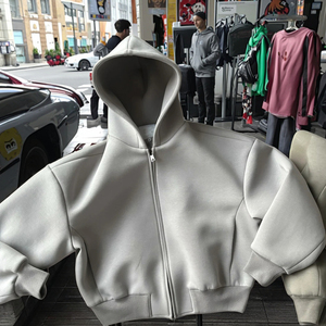 重量级<span class=keywords><strong>2</strong></span>件宽腿运动裤连帽衫套装定制男士超大拉链3D刺绣实心连帽衫运动服拉链连帽衫 - Product Image 4