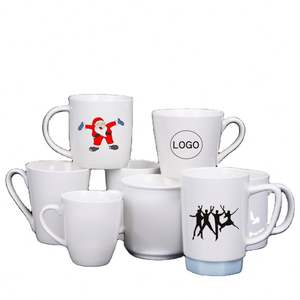 Tasses à café et à thé en céramique blanches unies en gros, en stock 2026, personnalisables avec votre propre logo - Product Image 1