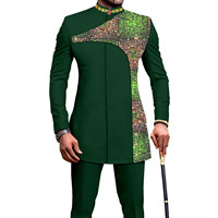 Diskon besar S-4XL motif Afrika batik katun pria setelan 2 potong kasual lengan panjang pernikahan pengantin pria celana blazer
