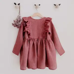 Vestito da bambino in lino alla moda vestito da ragazza per bambini a maniche lunghe svolazzante in stile australiano