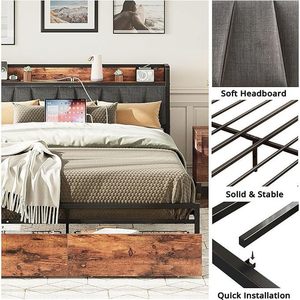 Bedroom furniture, metal <b>bed</b>, disassembly and assembly, iron frame <b>bed</b> with charging station and <b>storage</b> space, <b>single</b> <b>bed</b>, - Product Image 4