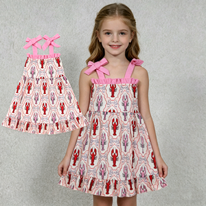 ชุดเดรสเด็กผู้หญิง RTS Boutique Crayfish ทรงเอไลน์ แต่งระบาย น่ารัก สายรัดโบว์ ระบายอากาศได้ดี สวมใส่สบาย ขายส่ง เสื้อผ้าพี่น้อง - Product Image 3