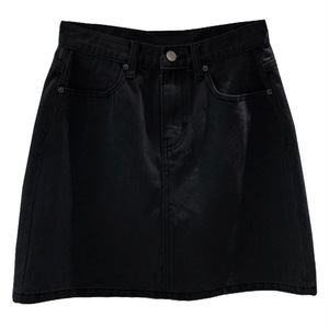 Jupe en jean taille haute élégante déchirée coupe trapèze mi-longue couleur unie en coton pour femme, style Instagram tendance été 2026 avec fermeture éclair - Product Image 5