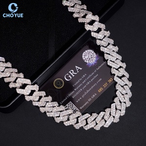 Precio de fábrica: Collar de eslabones cubanos de plata 925 con moissanita, cadena de 2 filas, estilo Hip Hop, 18 mm, chapado en rodio, joyería para fiestas. - Product Image 3