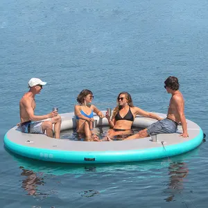 Muelle de malla circular inflable para deportes acuáticos con plataforma flotante de malla a la venta