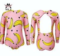 Speelse Met Bananenprint Meisjes Badmode Met Hoge Taille, Gekruiste Stropdassen Kinderbadpak Voor Bij Het Zwembad