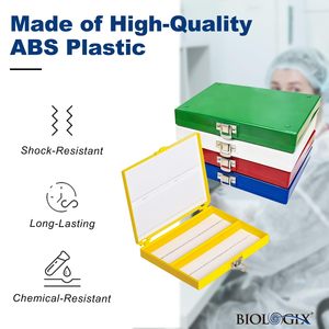 Medical Microscope <b>Slide</b> Storage Box 100-Place <b>Plastic</b> Holder with Cork Lining for 25mm 75mm Microslides PC - Product Image 5