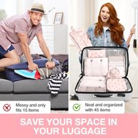 Ensemble de 6/8 cubes de rangement de voyage, organisateurs de bagages, organisateurs de valises avec sac à chaussures, trousse de toilette, sac à linge, accessoires de voyage