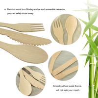 Ensemble de couverts jetables en bambou personnalisables avec logo OEM, cuillère, fourchette, couteau, certifiés FSC, compostables, vaisselle écologique pour fêtes, vente en gros