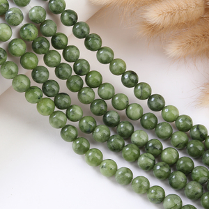 Perle Rotonde in <span class=keywords><strong>Giada</strong></span> <span class=keywords><strong>Verde</strong></span> Lucidata Naturale per Creazione di Gioielli, Braccialetti Fai-da-Te e Collane alla Moda - Product Image 3