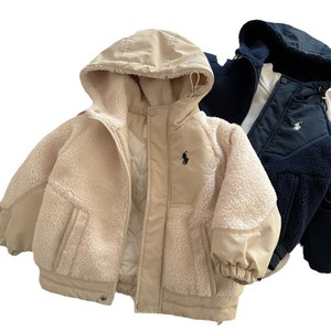 Thickened Warm Boys Hooded Lamb Wool Coat Lined Windproof Autumn Winter Clothing Baby Size - Product Image 5