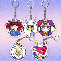 Porte-clés en acrylique 12 cm The Amazing Digital Circus, motif double face Pomni Jax Gangle, cadeau amusant pour enfants pour les fêtes