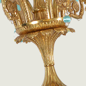 Lampadaire en cuivre à base de marbre vert sculpté à la main ange binaural lampadaire décoratif de palais statue de coulée de cire perdue - Product Image 5