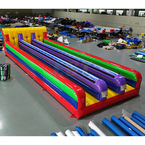 Juego Inflable de Carreras de Bungee de Grado Comercial, Pista de Carreras de Bungee Interactiva de Doble Carril, Brincolín de PVC <span class=keywords><strong>para</strong></span> Niños y Adultos - Product Image 1