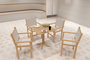 Ensemble de salle à manger moderne en acacia pour 4 personnes, mobilier de patio extérieur confortable pour jardin, hôtel, villa, salon, meubles durables - Product Image 1
