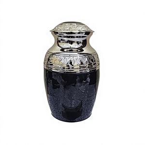 Urna Funeraria Moderna de Latón Estilo Americano para Adultos, Hombres, Mujeres y Mascotas, Negra y Plateada, Grabada y Personalizable - Product Image 1