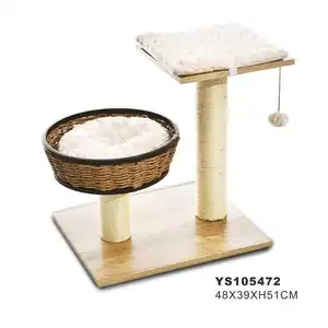 Tall Large Artificial Rattan Kitten Tower Furniture Plush Cover Sisal Post Cat Tree