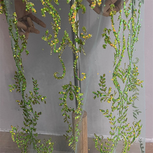 Quyến rũ glitters Tulle màu xanh lá cây Sequins lưới ren Bridal Tulle vải - Product Image 3