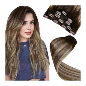 100% Human European Remy Hair <b>Extensions</b> <b>Cheap</b> Raw Indian Clip-In Hair <b>Extensions</b> - Product Image 1