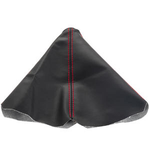 Funda Universal para Palanca de Cambios de Coche, de Cuero PU, Negra con Costuras Rojas, Decorativa - Product Image 1