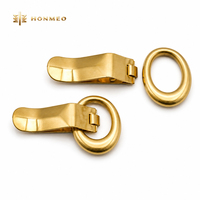 HONMEO Boucle ovale personnalisée en alliage de zinc doré poli avec clip à ressort pour ceinture, jupe, robe, sac