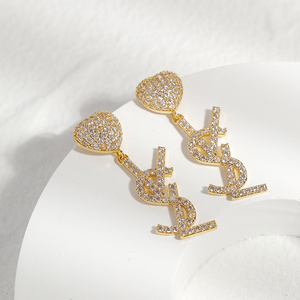 <span class=keywords><strong>Orecchini</strong></span> a Lobo a Cuore <span class=keywords><strong>di</strong></span> Design VSL da <span class=keywords><strong>Donna</strong></span>, Placcati in Oro su Ottone con Zircone a Taglio Princess, <span class=keywords><strong>di</strong></span> <span class=keywords><strong>Marca</strong></span> Famosa all'Ingrosso - Product Image 3