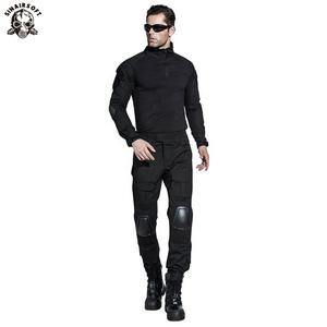 Uniforme de Combate Táctico BDU, Traje de Caza con Protectores de Rodilla y Codo, Camisa y Pantalones Tácticos Negros - Product Image 1