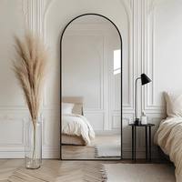 Miroir sur pied pleine longueur pour la maison, chambre de filles, miroir de maquillage haut de gamme, cadre baroque, biseauté, multi-usages, grand miroir sur pied