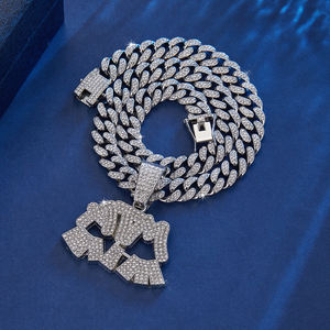 Chaîne de pendentif créative en faux diamant brillant ATM-accro à l'argent plaqué or 18 carats charme glacé bijoux Hip Hop pour hommes femmes - Product Image 1