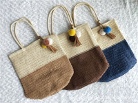 Sac fourre-tout d'été pour femme, 3 couleurs, avec fermeture éclair simple, en matériau tressé et doublure en polyester, idéal pour la plage et les voyages, vente en gros