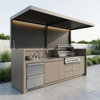 Cuisine extérieure Hyxion toutes saisons en acier inoxydable 304 avec abri, cuisine extérieure anti-moisissure, barbecue pour patio et cour