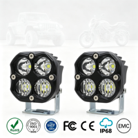 Luces LED JHS para Motocicleta, Auxiliares de Conducción Todoterreno, Luces de Trabajo de 3 Pulgadas y 40W, Cuadradas, para Motocicleta, Camioneta, SUV, UTV