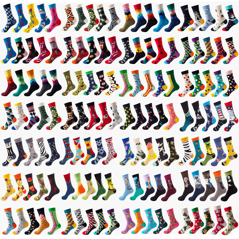 Unisex Colorful Novelty Socks Custom Design Pattern Accept Fancy Gift Breathable Cotton Crew Socks for Daily Wear